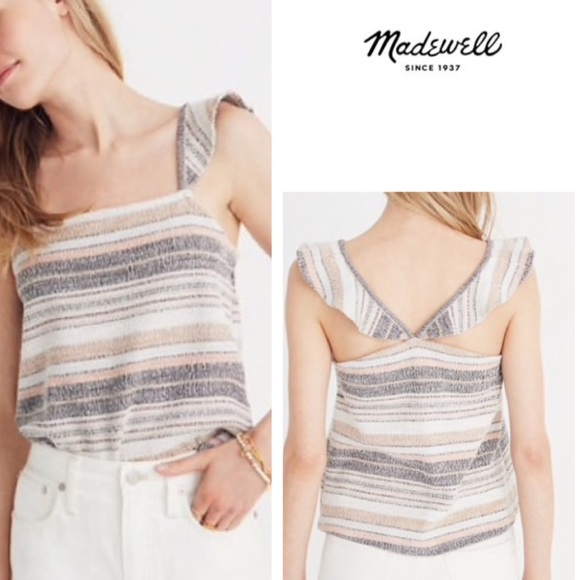 Madewell Tops - 🌺2 for $25! NWT Madewell Ruffle Strap Stripe Tank